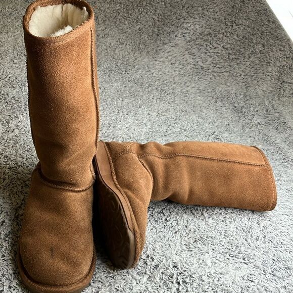 EMU Australia 6 Unisex Boot Chestnut Suede Sheepskin Comfy Merino Wool Tall - Picture 1 of 11